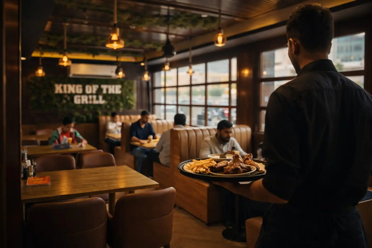 Customers enjoying food at Spicy Fresh Chicken restaurant