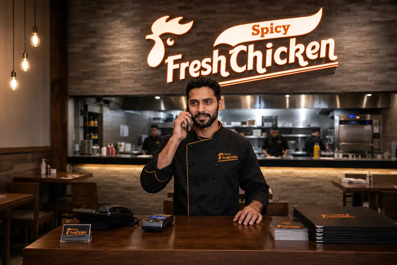 Customers enjoying food at Spicy Fresh Chicken restaurant