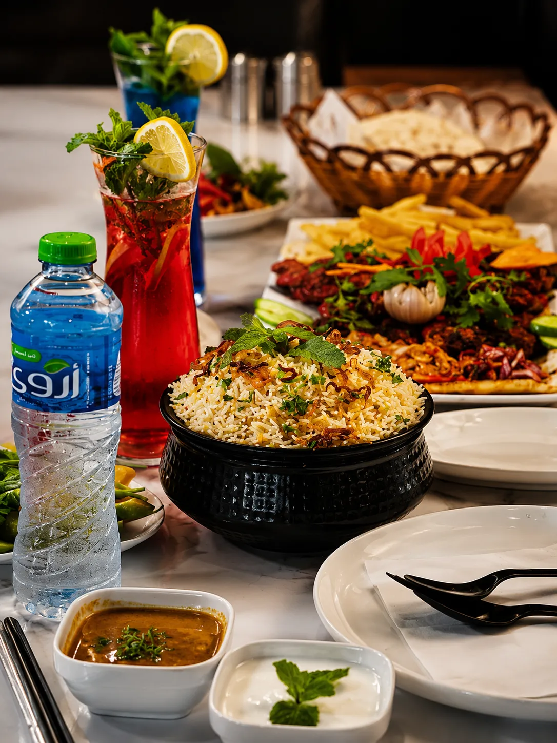 Traditional Biryani with crispy chicken fry