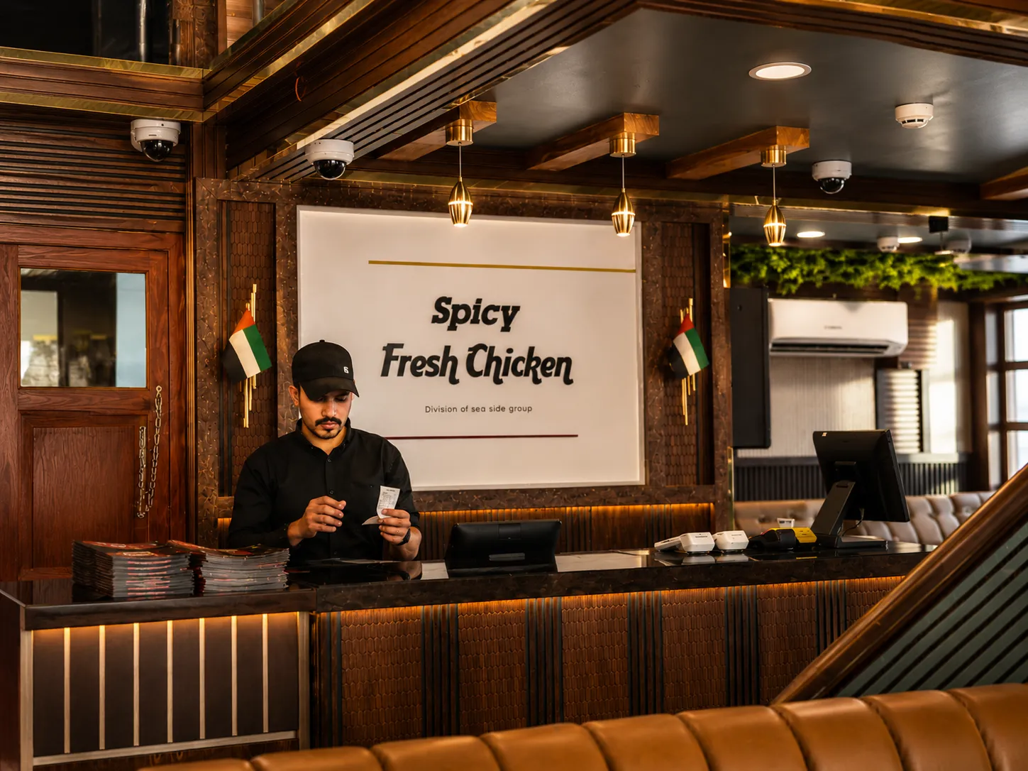 Welcoming front desk and cashier area