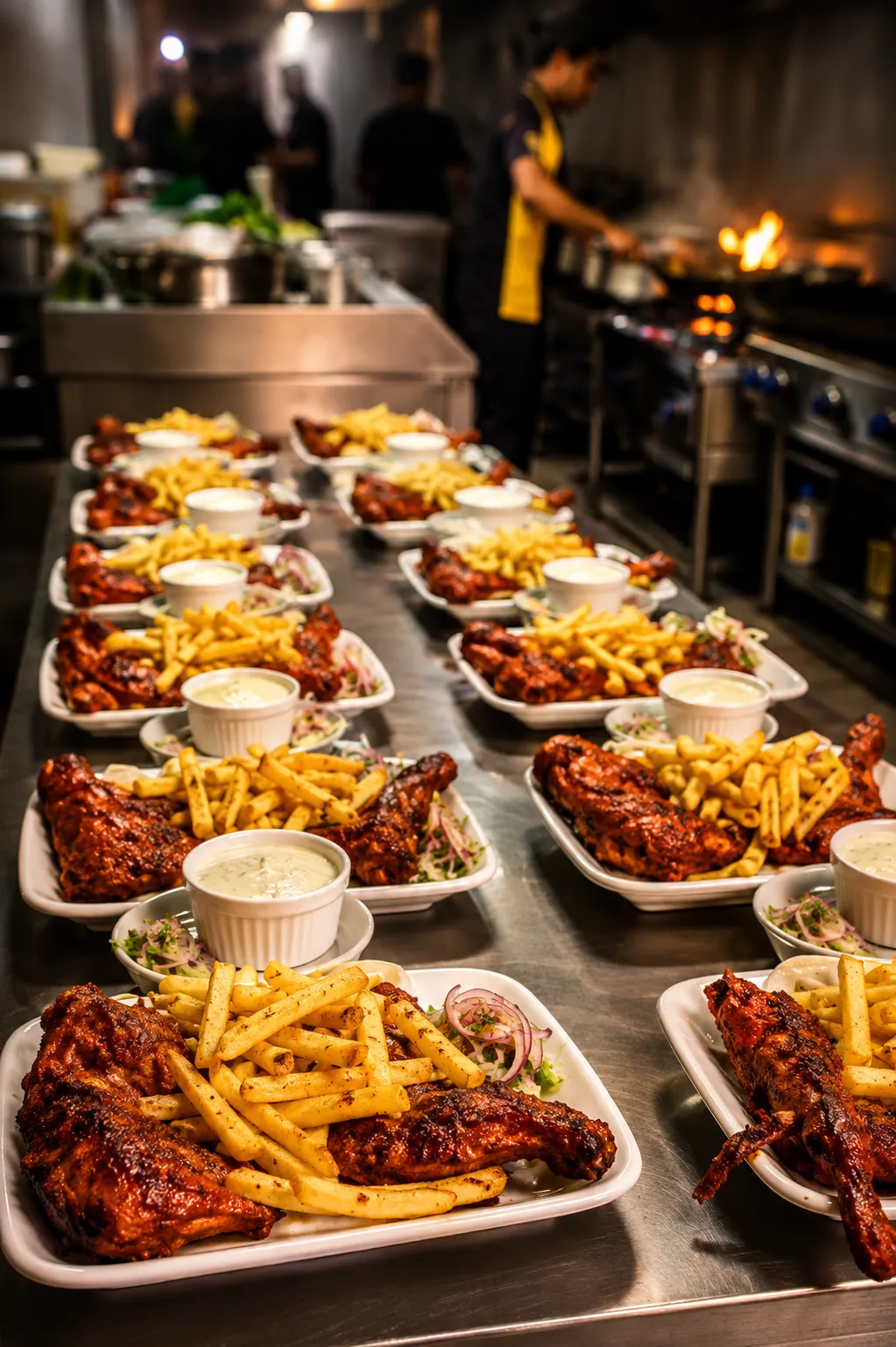 Delicious combination of chicken and golden fries