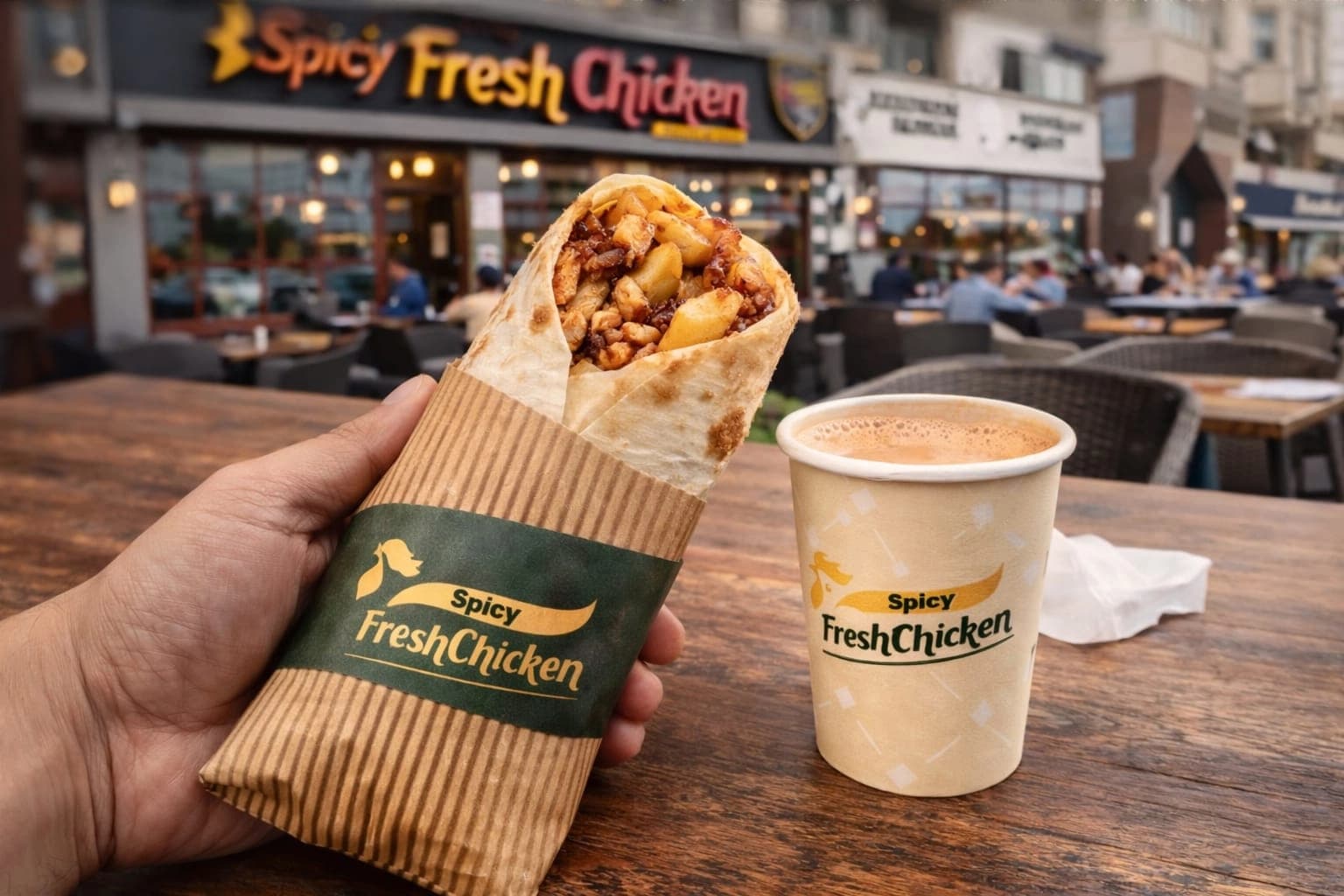Customers enjoying food at Spicy Fresh Chicken restaurant